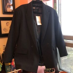 zara black suit coat NWT
